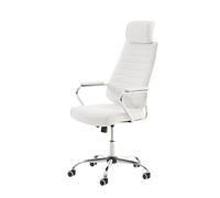 CLP Chaise de Bureau Ergonomique Rako, Réglable en Hauteur, Pivotante en Cuir Synthétique, Dossier avec Appui-tête, Accoudoirs Rembourrés, Couleur:Blanc
