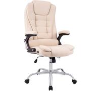 CLP Chaise de Bureau Ergonomique Thor, Chaise pivotante avec Dossier basculant, Design Moderne, Hauteur réglable 49-59 cm, piétement chromé Couleur:crème