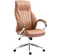 CLP Fauteuil de bureau Wigan – cuir véritable, hauteur réglable, pivotant, accoudoirs – Brun clair