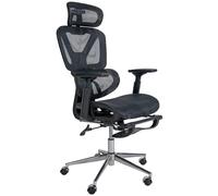 CLP Chaise De Bureau Grover Ergonomique I Réglable en Hauteur, Pivotant À 360 Degrés I Repose-Pieds Extensible, Maille Respirante, Couleur:Noir
