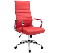 CLP Chaise De Bureau Kolumbus en Véritable Cuir I Fauteuil De Bureau Réglable en Hauteur Pivotant Piètement Mécanisme A Bascule Intégré, Couleur:Rouge