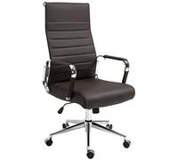 CLP Chaise De Bureau Kolumbus en Véritable Cuir I Fauteuil De Bureau Réglable en Hauteur Pivotant Piètement Mécanisme A Bascule Intégré, Couleur:Marron