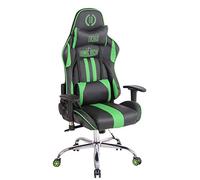 CLP Chaise De Bureau Limit XM en Similicuir Et Fonction De Massage I Chaise Gaming Réglable en Hauteur Et Pivotante I Repose-Pieds Télescopique, Couleur:Noir/Vert