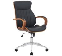 CLP Chaise de Bureau Melilla Similicuir I Chaise Ergonomique I Assise Confortable I Fonction Rotation 360, Fonction Bascule, Couleur:Noyer/Noir