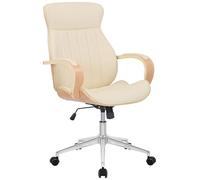 CLP Chaise de Bureau Melilla Similicuir I Chaise Ergonomique I Assise Confortable I Fonction Rotation 360, Fonction Bascule, Couleur:Nature/crème
