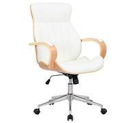 CLP Chaise de Bureau Melilla Similicuir I Chaise Ergonomique I Assise Confortable I Fonction Rotation 360, Fonction Bascule, Couleur:Nature/Blanc