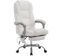 CLP Chaise De Bureau Pacific Simili Cuir I Fonction Massage I Ergonomique, Rotative À 360° avec Repose-Pieds I Réglable en Hauteur, Couleur:Blanc