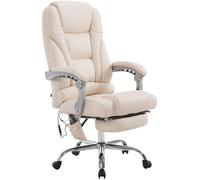 CLP Chaise De Bureau Pacific Simili Cuir I Fonction Massage I Ergonomique, Rotative À 360° avec Repose-Pieds I Réglable en Hauteur, Couleur:crème