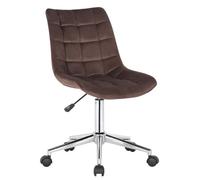 CLP Chaise de bureau Medford velours siège rembourré matelassé pied métal hauteur ajustable marron