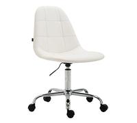 CLP Chaise de bureau Reims – assise matelassée en similicuir, réglable et pivotante – Blanc