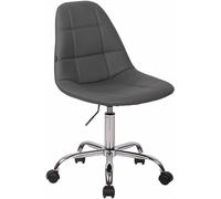 CLP Chaise de bureau Reims assise matelassée similicuir, réglable/pivotante, piètement chromé, Gris