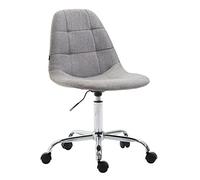 CLP Chaise De Bureau Reims avec Assise Matelassée en Tissu | Chaise de Bureau Ajustable en Hauteur Et Pivotante | Piètement Métal Chromé, Couleur:Gris