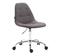 CLP Chaise De Bureau Reims avec Assise Matelassée en Tissu | Chaise de Bureau Ajustable en Hauteur Et Pivotante | Piètement Métal Chromé, Couleur:Gris foncé