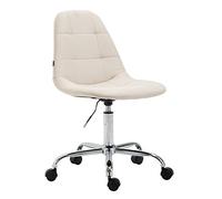 CLP Chaise De Bureau Reims avec Assise Matelassée en Tissu | Chaise de Bureau Ajustable en Hauteur Et Pivotante | Piètement Métal Chromé, Couleur:crème