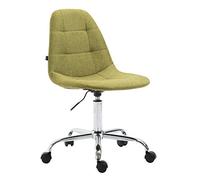 CLP Chaise De Bureau Reims avec Assise Matelassée en Tissu | Chaise de Bureau Ajustable en Hauteur Et Pivotante | Piètement Métal Chromé, Couleur:Vert