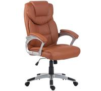 CLP Chaise de Bureau Texas Ergonomique, réglable en Hauteur et pivotante, avec accoudoirs, Dossier inclinable, jusqu'ŕ 120 kg, Similicuir, Couleur:Brun Clair