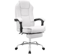 CLP Chaise de Bureau Texas Ergonomique, réglable en Hauteur et pivotante, avec accoudoirs, Dossier inclinable, jusqu'ŕ 120 kg, Similicuir, Couleur:Blanc
