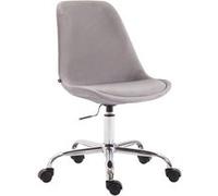 CLP Chaise de bureau Toulouse – Velours, piètement chromé, roulettes, rembourrée, réglable, Gris
