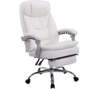 CLP Chaise de bureau XL Troy avec repose-pieds extensible,blanc