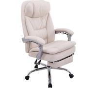 CLP Chaise de bureau XL Troy tissu avec repose-pieds extensible,crème