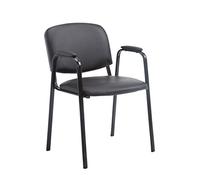 CLP Chaise de visiteur Ken Pro similicuir accoudoirs rembourrés piètement métal Noir