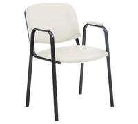 CLP Chaise de visiteur Ken Pro - Similicuir, accoudoirs rembourrés, piètement métal, crème