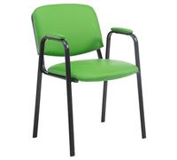 CLP Trading GmbH Chaise de visiteur Ken Pro simili cuir accoudoirs rembourrés piètement métal Vert