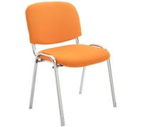 CLP Chaise de conférence Ken Chrom en tissu I Chaise de bureau empilable sans roulettes avec base en métal I Couleur : orange