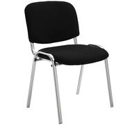 CLP Chaise de conférence Ken chromée avec rembourrage de qualité supérieure et housse en tissu I Chaise empilable avec structure en métal robuste à l'aspect chromé - Couleur : noir