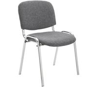 CLP Chaise de conférence Ken chromée avec rembourrage de qualité supérieure et housse en tissu I Chaise empilable avec structure en métal robuste à l'aspect chromé - Couleur : gris