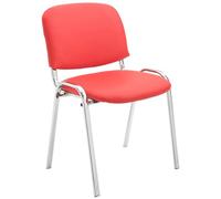 CLP Chaise de conférence Ken – Similicuir, piétement en métal chromé, confortable – Rouge