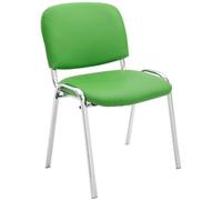 CLP Chaise De Conférence Ken en Similicuir I Chaise Visiteur avec Piétement en Métal Chromé I Chaise Confortable pour Salle D'Attente, Couleur:Vert