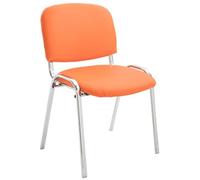 CLP Chaise De Conférence Ken en Similicuir I Chaise Visiteur avec Piétement en Métal Chromé I Chaise Confortable pour Salle D'Attente, Couleur:Orange