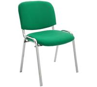 CLP Chaise De Conférence Ken en Tissu I Chaise Visiteur avec Piétement en Métal Chromé I Chaise Confortable Et Empilable, Couleur:Vert