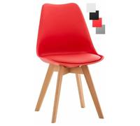 CLP Chaise De Cuisine Linares Avec coque Plastique Revêtement Similicuir Pieds Bois De Hêtre, Rouge