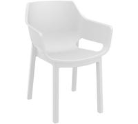 CLP Chaise de Jardin Dora Ergonomique, résistante aux intempéries et empilable, Assise en Plastique, Charge jusqu'à 120 kg, Couleur:Blanc
