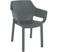 CLP Chaise de Jardin Dora Ergonomique, résistante aux intempéries et empilable, Assise en Plastique, Charge jusqu'à 120 kg, Couleur:Gris foncé