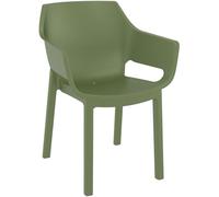CLP Chaise de Jardin Dora Ergonomique, résistante aux intempéries et empilable, Assise en Plastique, Charge jusqu'à 120 kg, Couleur:Olive