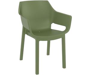 CLP Chaise de Jardin Dora Ergonomique, résistante aux intempéries et empilable, Assise en Plastique, Charge jusqu'à 120 kg, Couleur:Olive