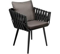 CLP Chaise de Jardin Effet rotin avec Coussin Lombardia Anthracite accoudoirs Patins Sol terrasse Balcon Charge Max 150 kg Couleur:Gris