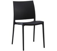 CLP Chaise de Jardin empilable et resistante aux intemperies Meton, Fauteuil avec Dossier, Resistant aux UV, Chaise exterieure en Plastique, Couleur:Noir