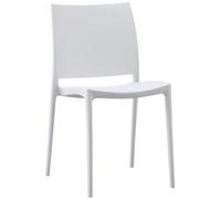 CLP Chaise de Jardin empilable et resistante aux intemperies Meton, Fauteuil avec Dossier, Resistant aux UV, Chaise exterieure en Plastique, Couleur:Blanc