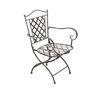 CLP Chaise De Jardin en Fer Forgé Adara I Chaise De Jardin Pliable I Design Antique avec Accoudoirs I Hauteur De l'Assise: 43 cm, Couleur:Bronze