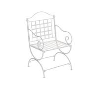 CLP Chaise De Jardin Lotta en Fer avec Accoudoirs | Chaise De Balcon Fabriquée A La Main en Métal | Chaise Terrasse De Style Antique Nostalgique, Couleur:Blanc Antique