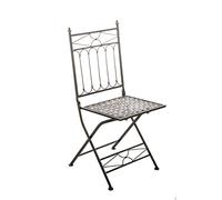 CLP Chaise de Jardin Pliable ASINA - Chaise de Balcon en Fer Forgé avec Hauteur d'Assise 48 cm - Meuble de Terrasse et pour Usage Extérieur - Co, Couleur:Bronze