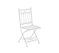 CLP Chaise de Jardin Pliable ASINA - Chaise de Balcon en Fer Forgé avec Hauteur d'Assise 48 cm - Meuble de Terrasse et pour Usage Extérieur - Co, Couleur:Blanc Antique