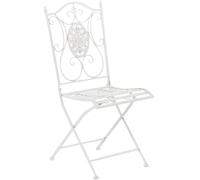 CLP Chaise De Jardin Pliable en Métal Sibell, Chaise D'Extérieur en Fer Forgé, Chaise De Terrasse/Balcon Solide Et Résistante, Couleur:Blanc