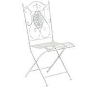 CLP Chaise De Jardin Pliable en Métal Sibell, Chaise D'Extérieur en Fer Forgé, Chaise De Terrasse/Balcon Solide Et Résistante, Couleur:Blanc Antique