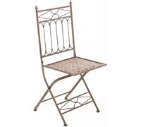 CLP Chaise de Jardin Pliante Asina, Dossier en Fer galvanise, Style Art Nouveau, Fauteuil pour Balcon et terrasse, Hauteur Assise 48 cm, Couleur:Marron Antique
