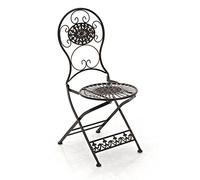CLP Chaise de Jardin Pliante Mani - Chaise de Balcon en Fer Forgé avec Hauteur d'Assise 45 cm - Meuble de Terrasse et pour Usage Extérieur - Couleur:, Couleur:Bronze